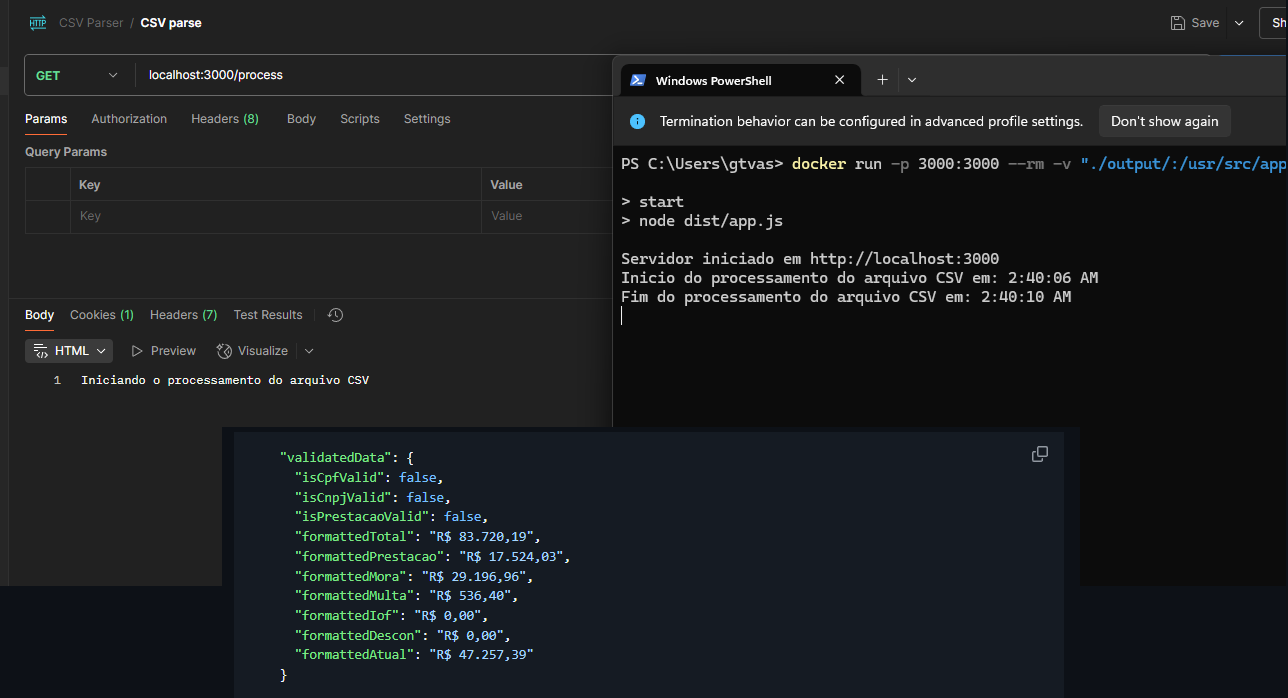 Processador de CSV em Express