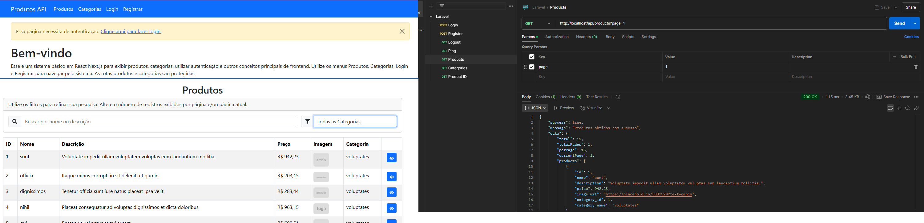 Aplicação fullstack em Laravel e Next.js